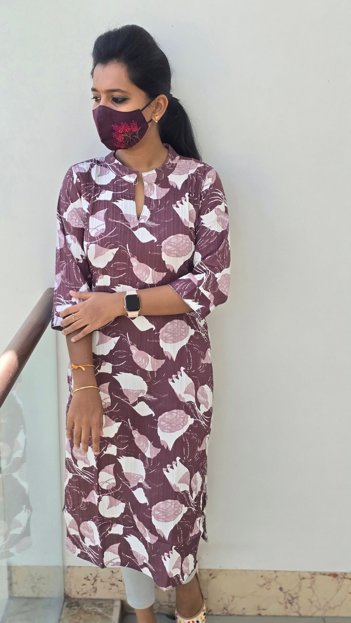 Office Wear Popcorn Kurti (2210)(C)