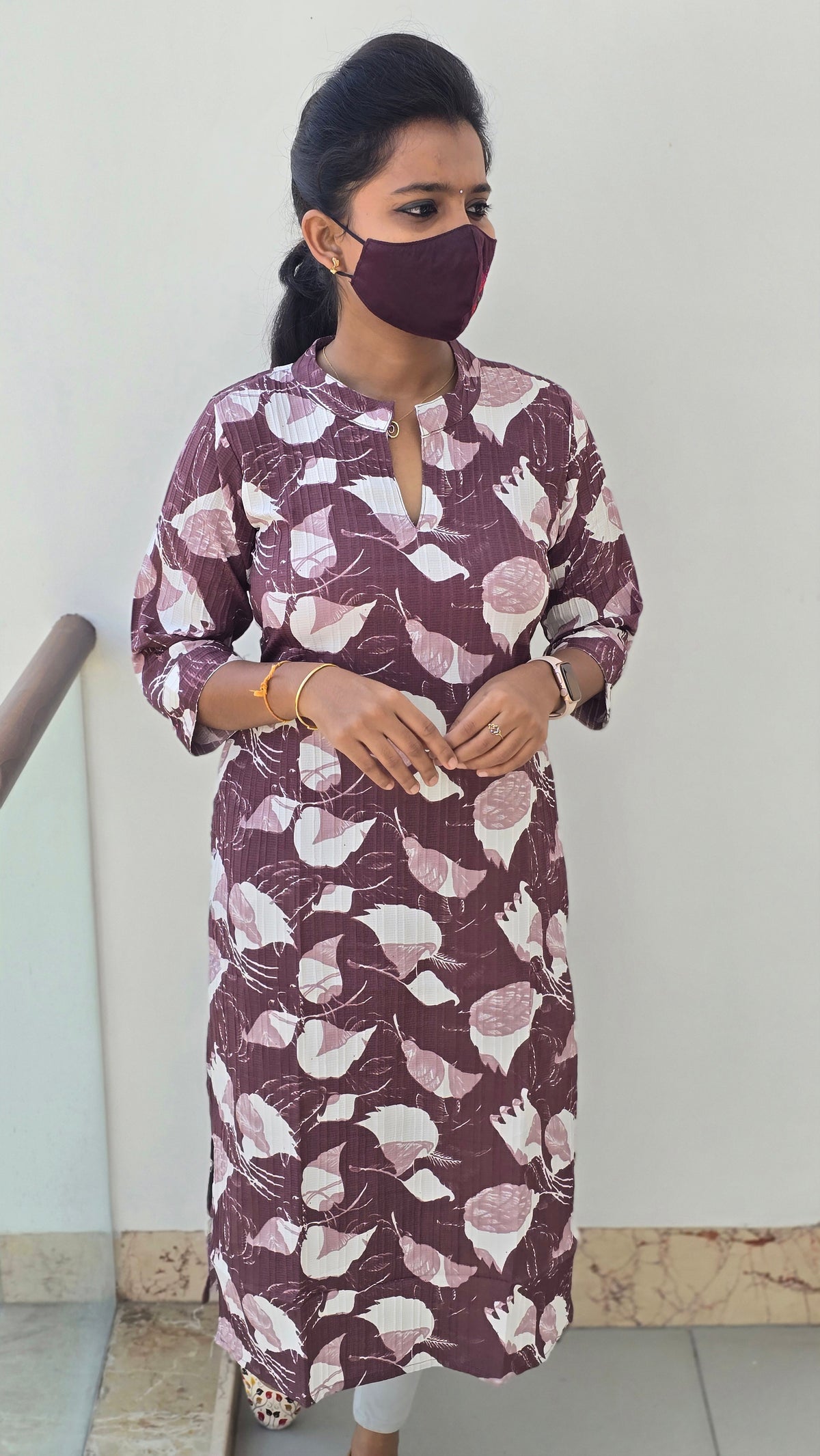 Office Wear Popcorn Kurti (2210)(C)