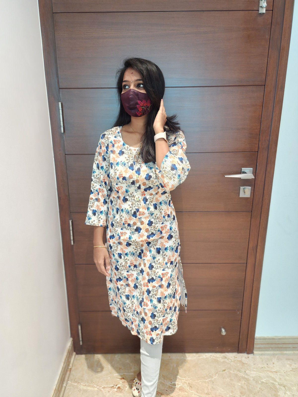 Office Wear Popcorn Kurti (2859)(c)