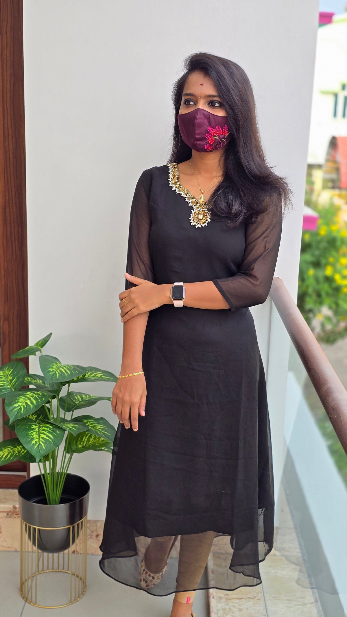 Jewel Neck Kurti (3138)(c)