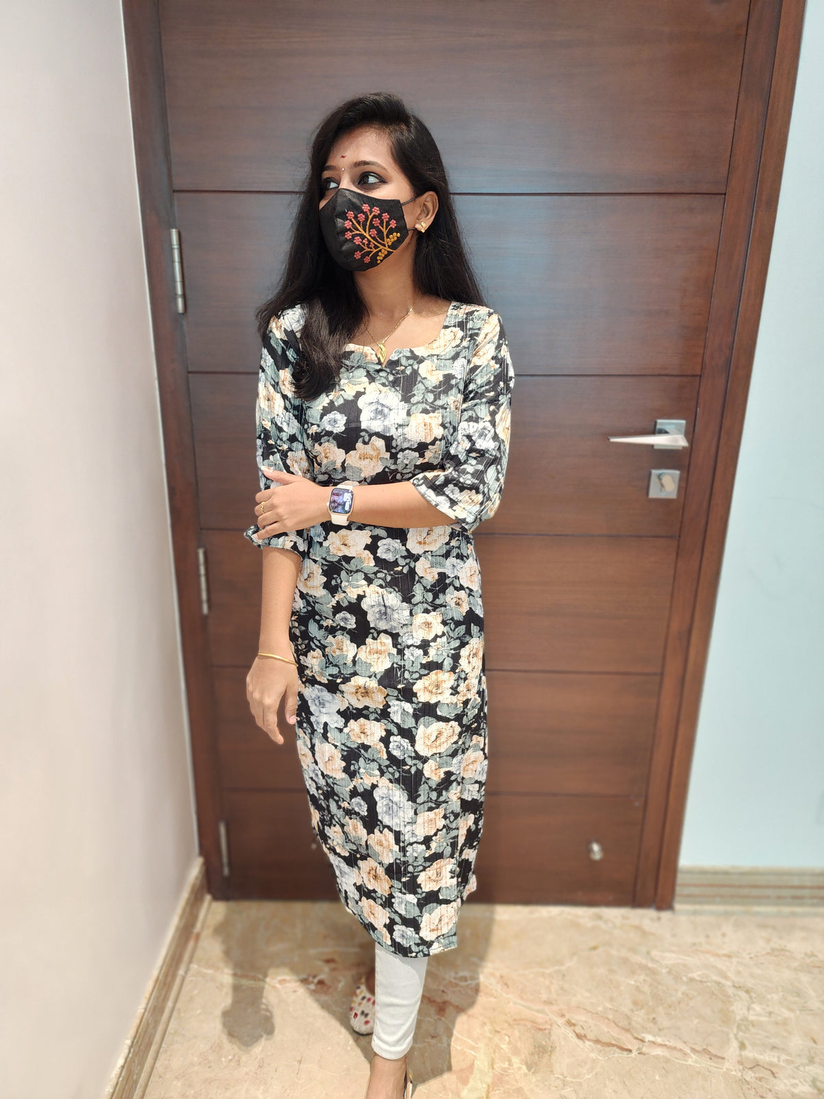 Office Wear Popcorn Kurti (3555)(c)