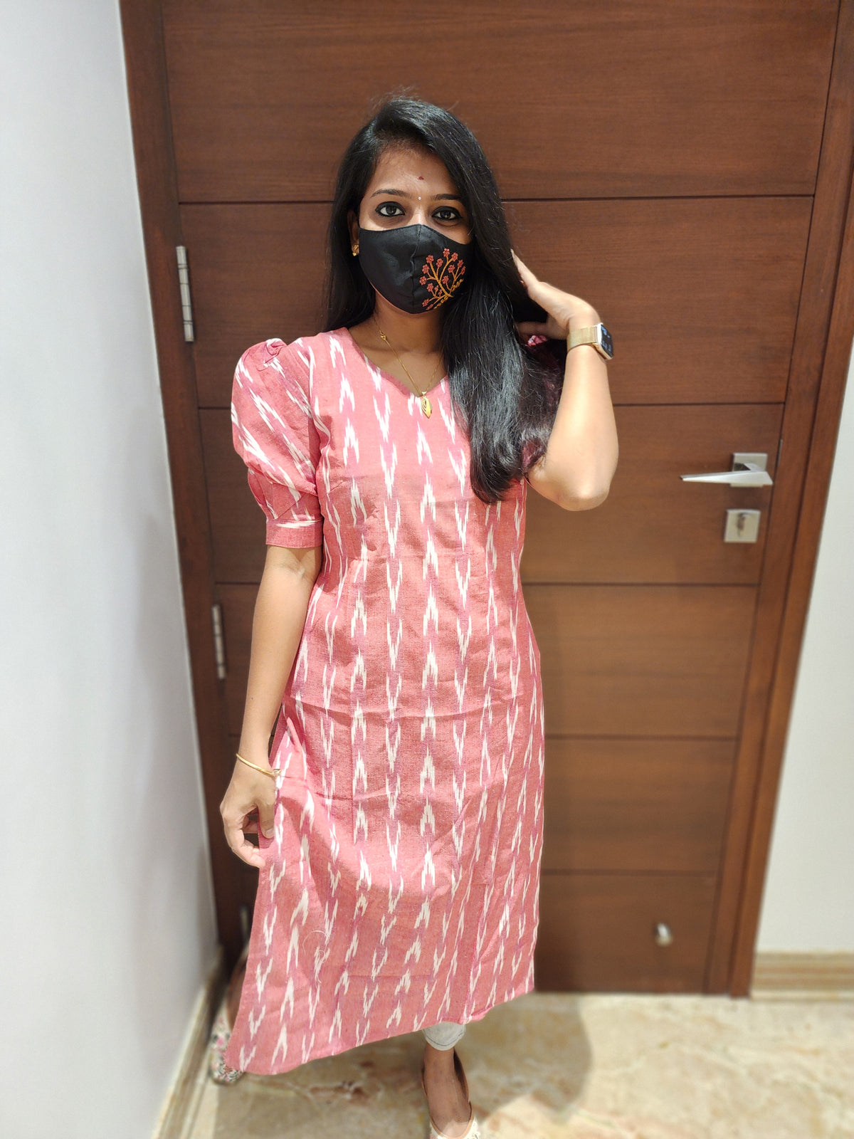 Ikkat Cotton Kurti (4826)(c)