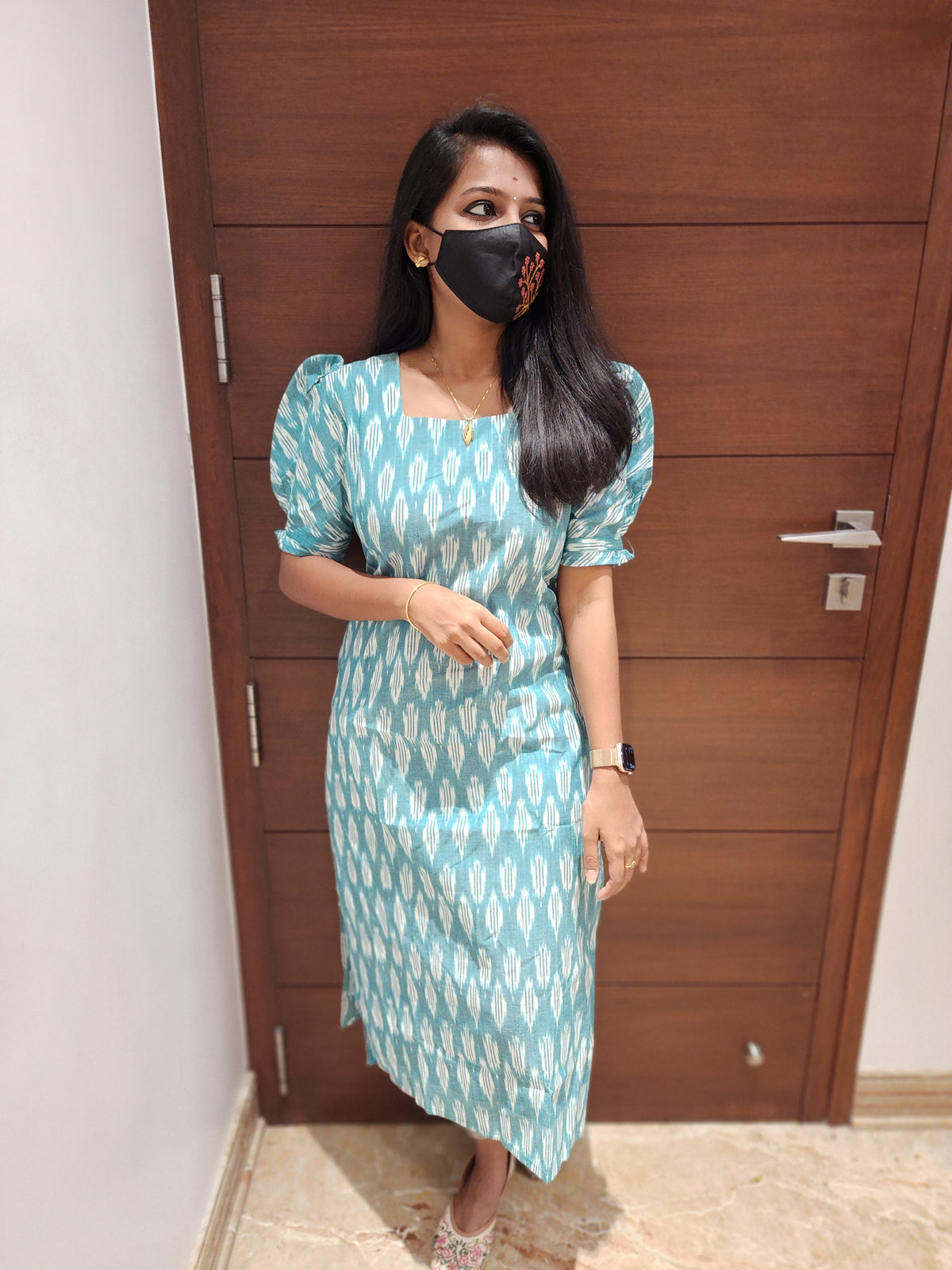 Ikkat Cotton Kurti (4827)(c)