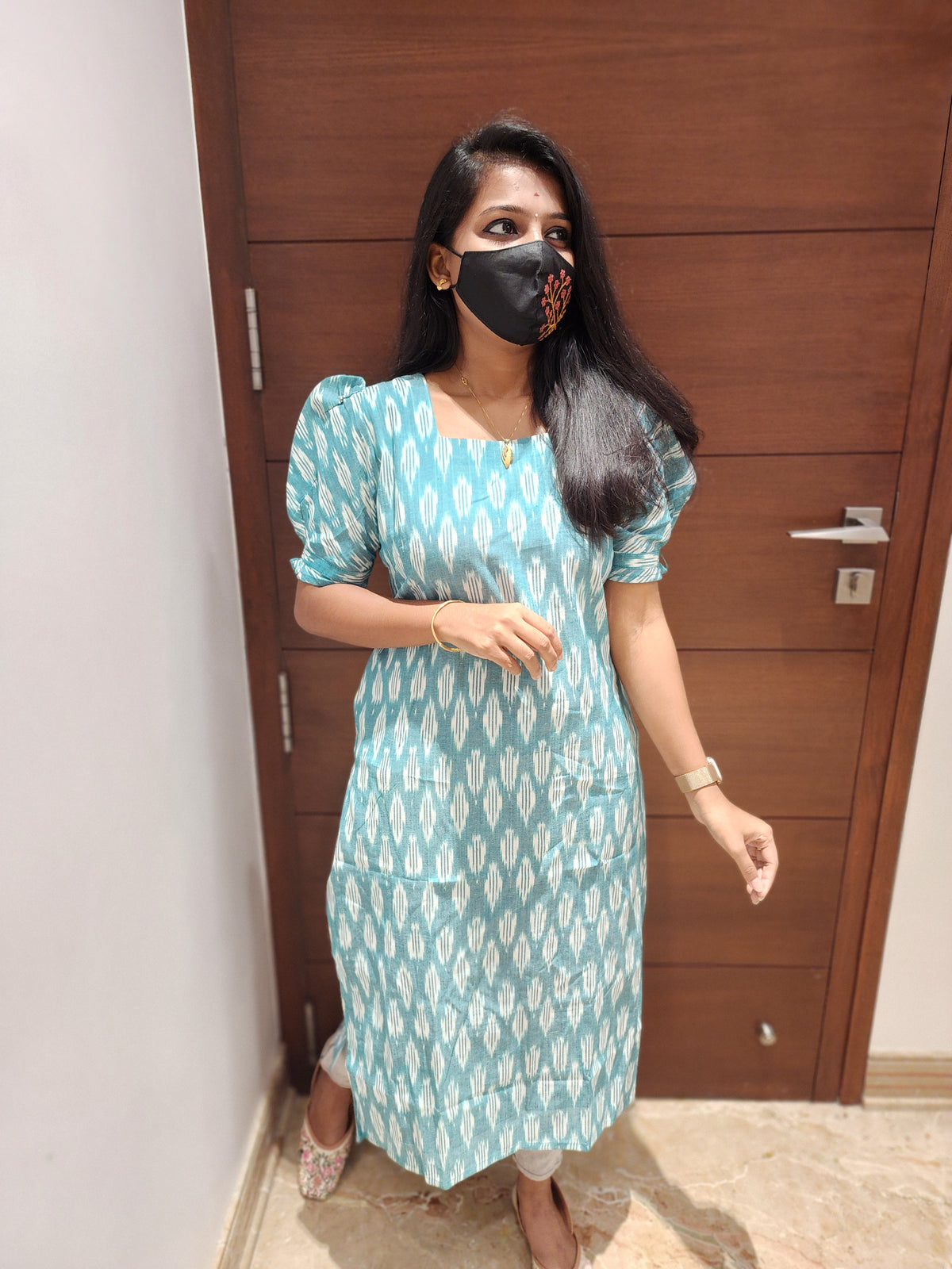 Ikkat Cotton Kurti (4827)(c)