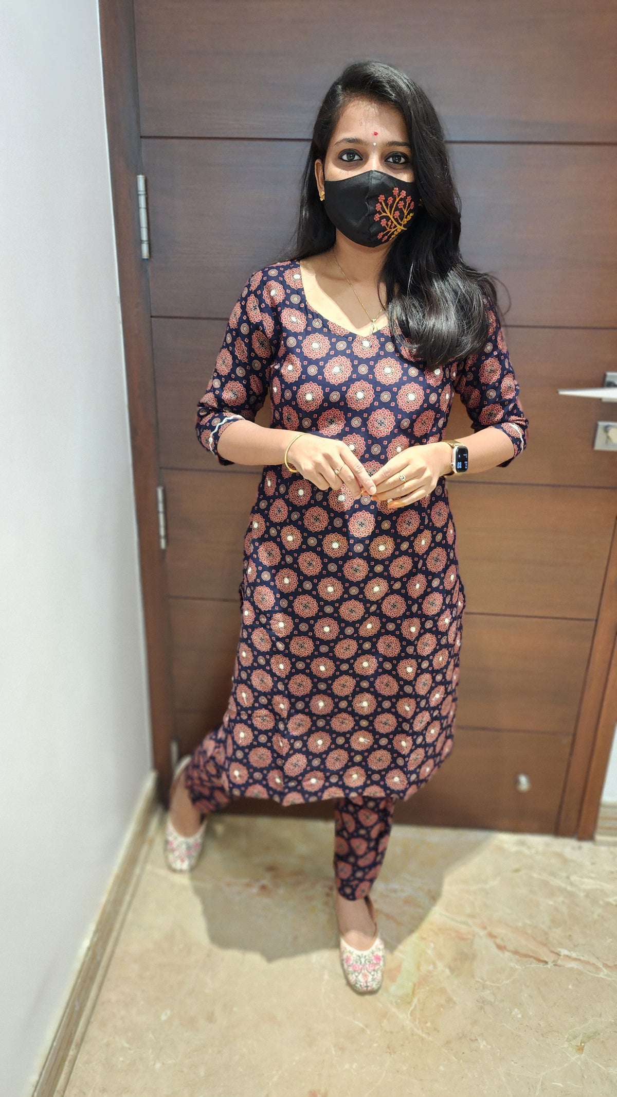 Ajrakh print-Cord set (7702)