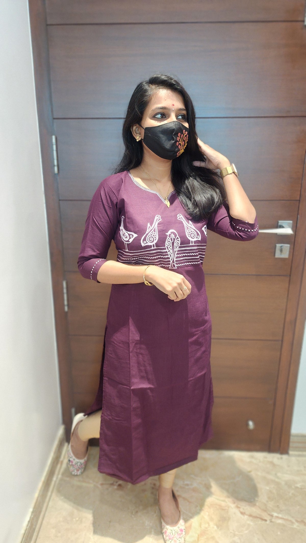 Hand embroidery kurti - Bird Theme (7913)