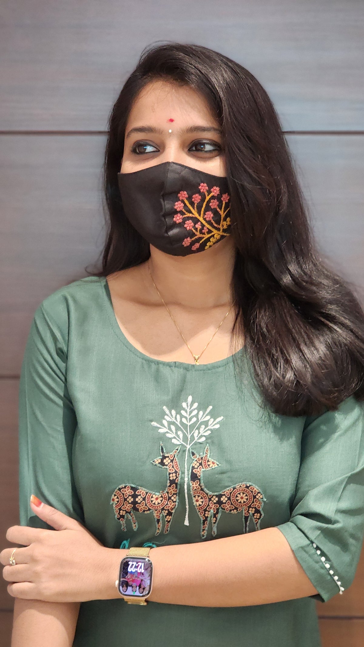 Hand embroidery kurti -Deer Theme (7911)