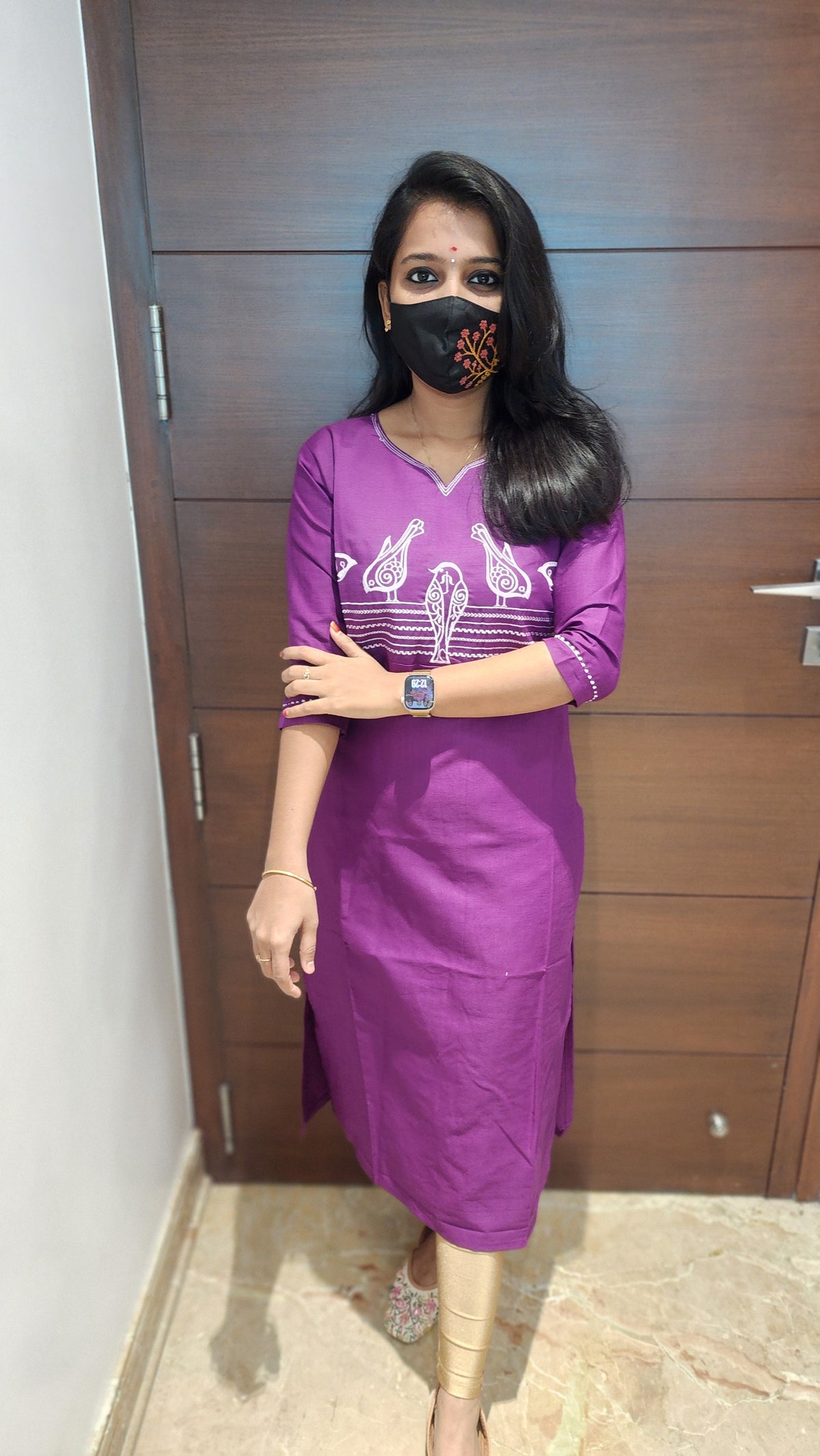 Hand embroidery kurti - Bird Theme (7916)