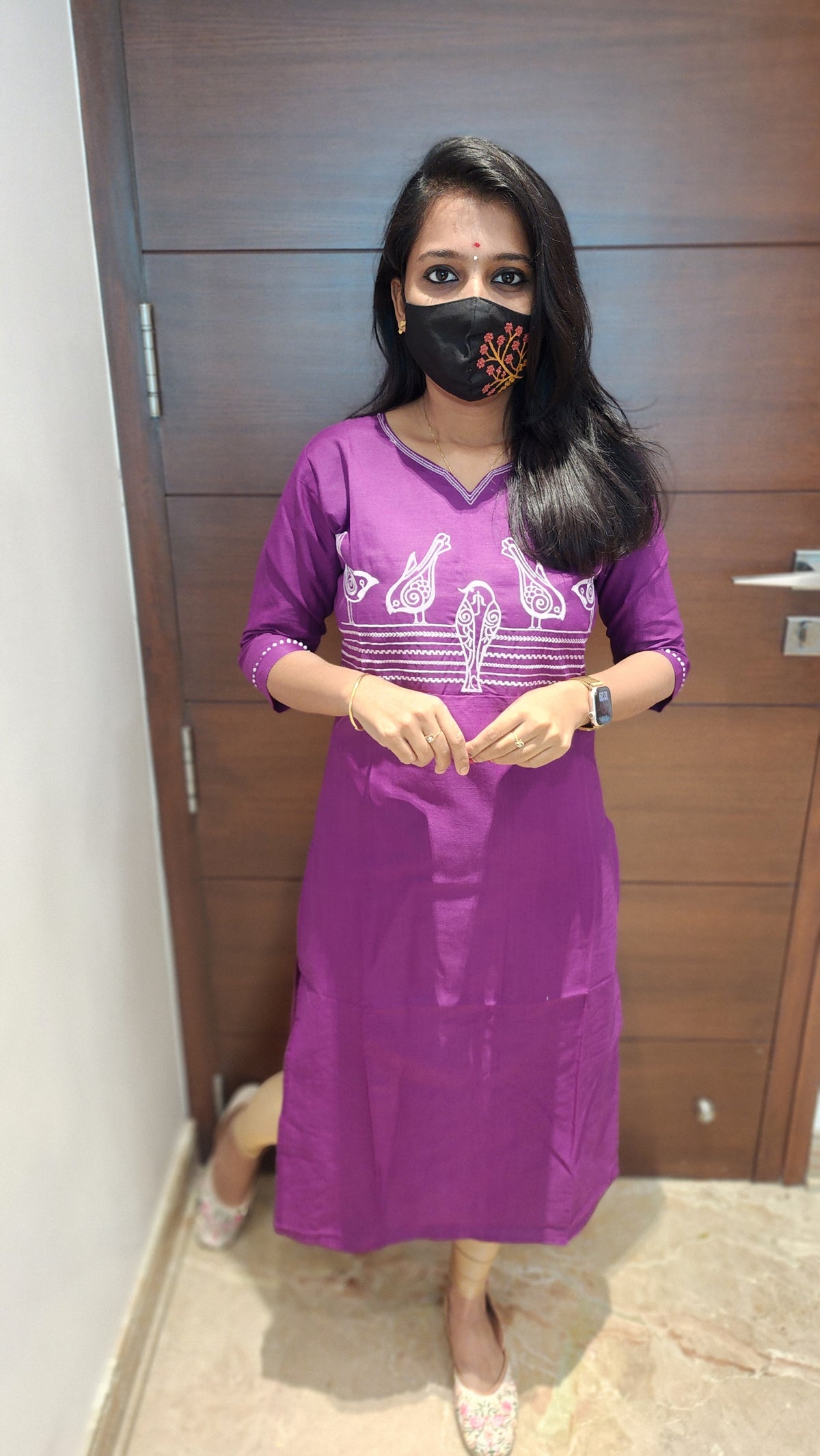 Hand embroidery kurti - Bird Theme (7916)