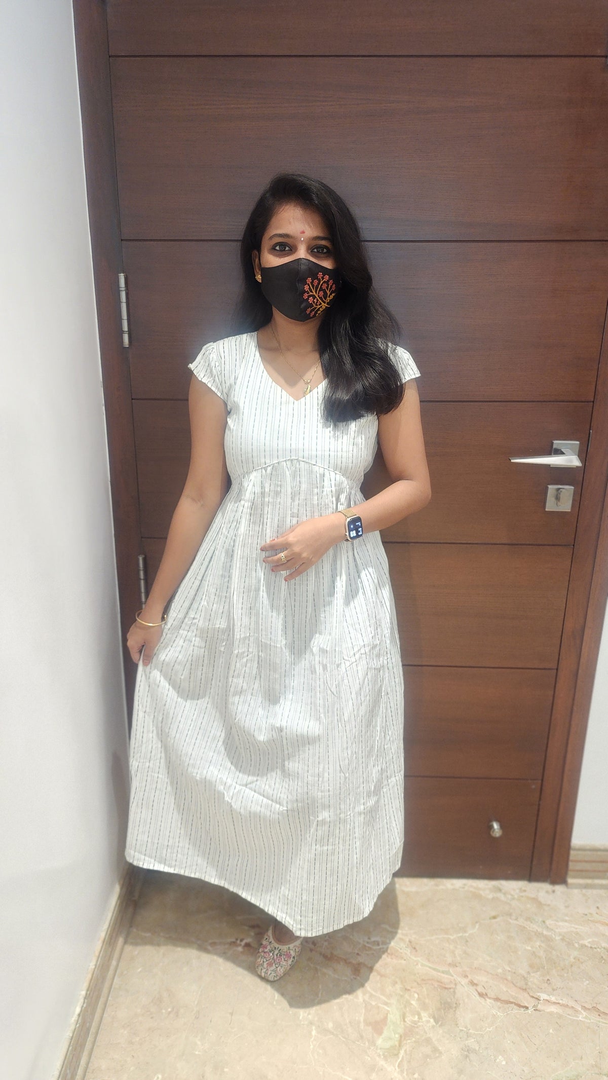 Serene Stripe Cotton Dress (8032)