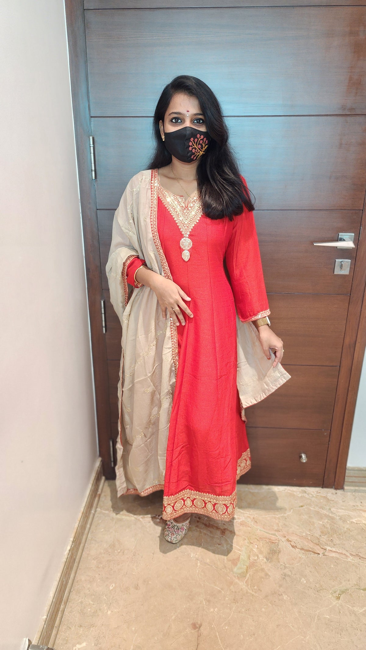 Orange-Anarkali Salwar Set (8055)c2