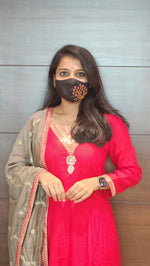 Red-Anarkali Salwar Set(8056)c