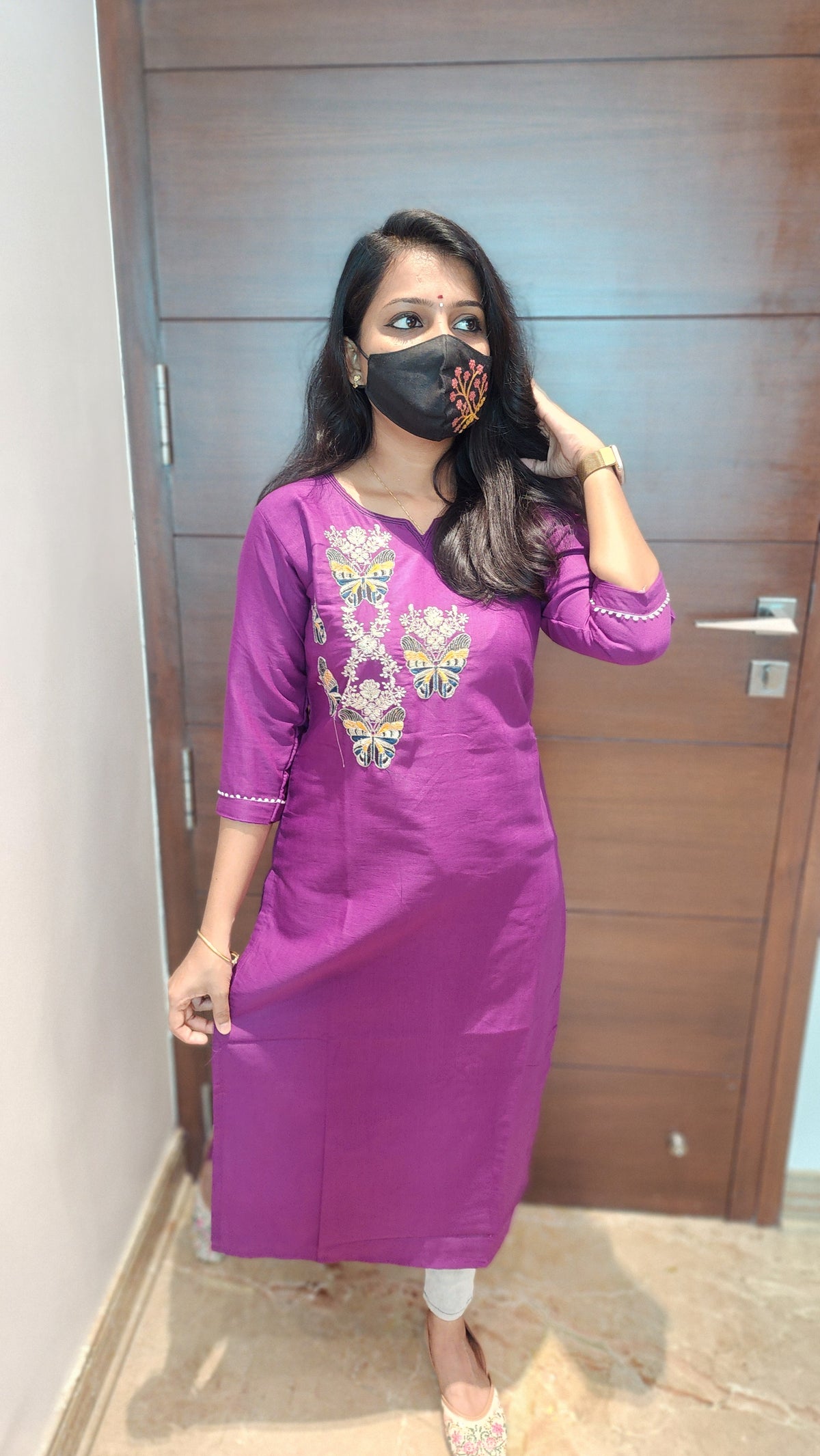 Hand embroidery kurti -Butterfly Theme(8315)