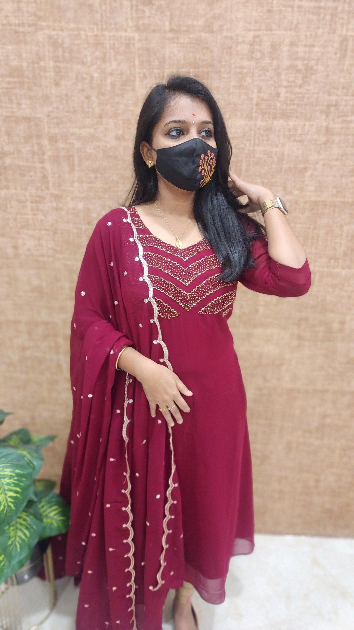 Ethnic Salwar set (Kurti+Dupatta) (9177)*