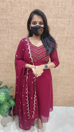 Ethnic Salwar set (Kurti+Dupatta) (9177)*
