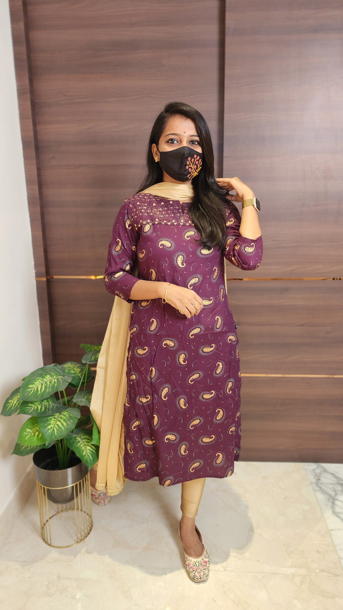 Office Wear kurti-Embroidery kurti(10152)