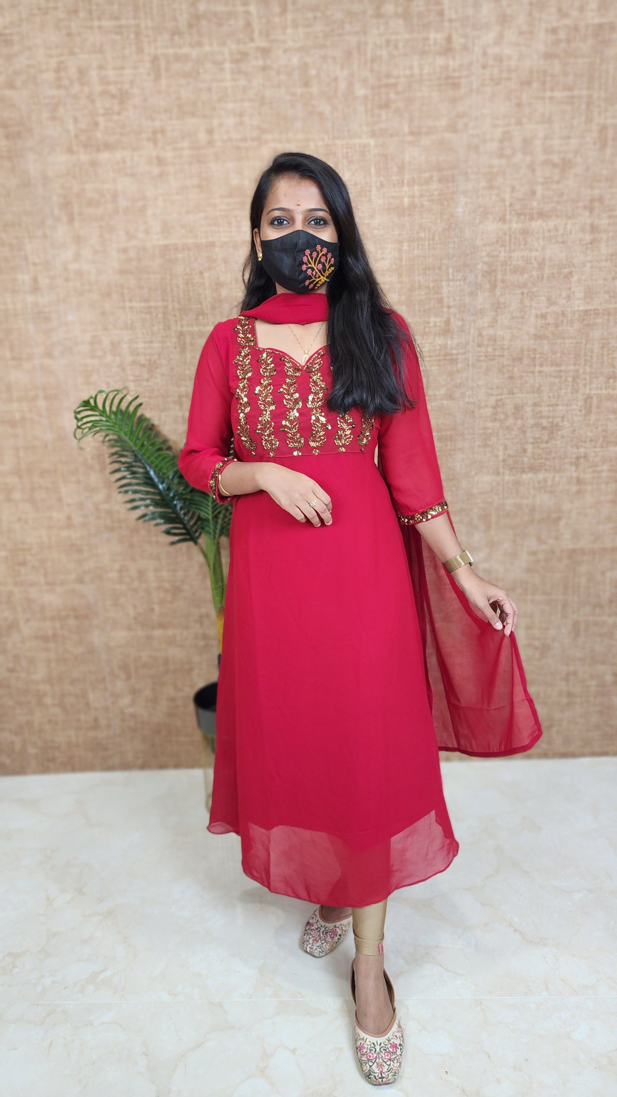 Ethnic Salwar set (Kurti+Dupatta)(10474)
