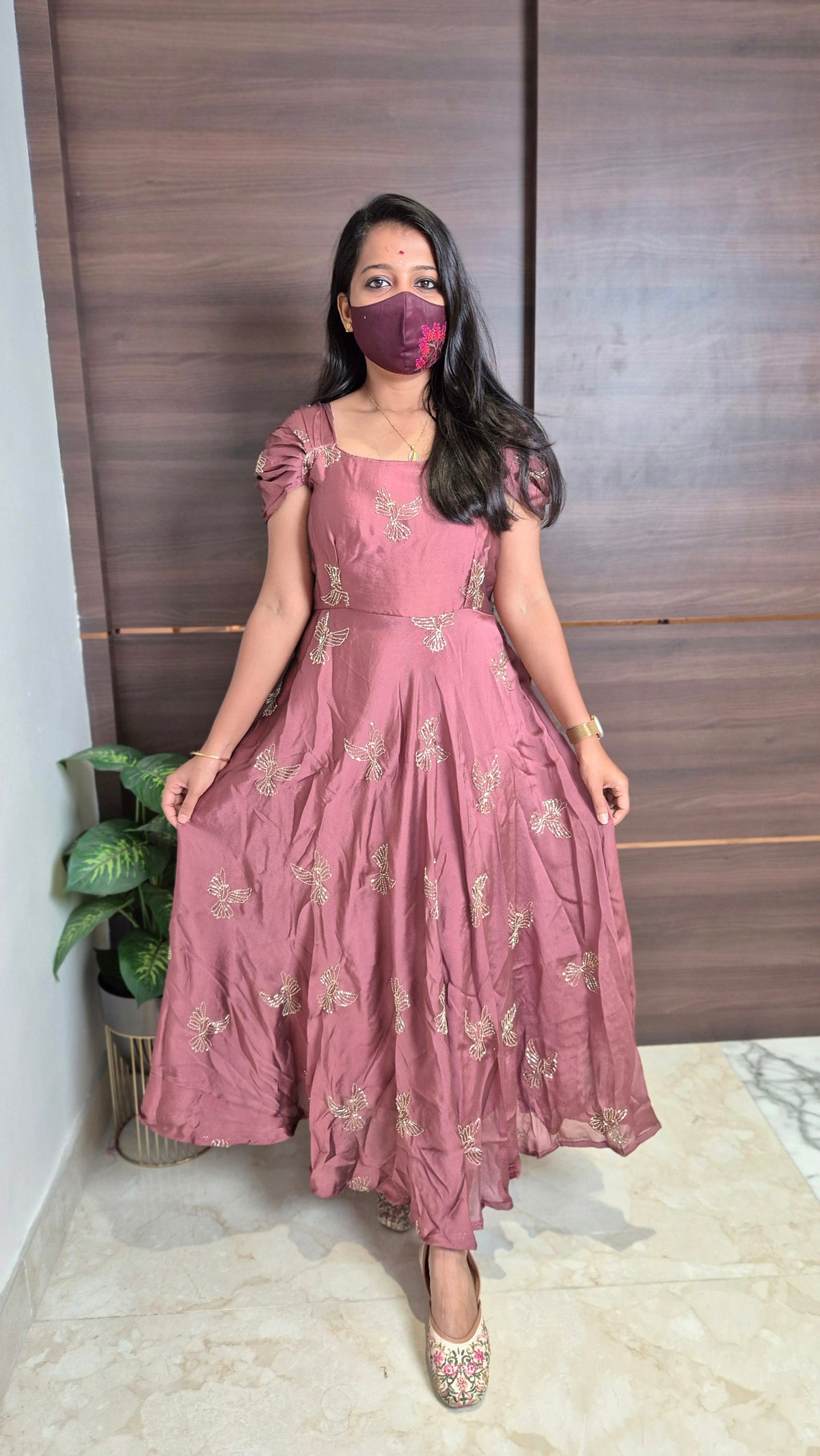 Golden sparrow frock(11337)