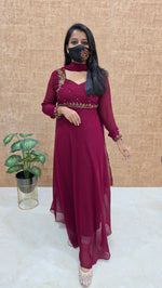 Anarkali style georgette kurti with dupatta– 11592