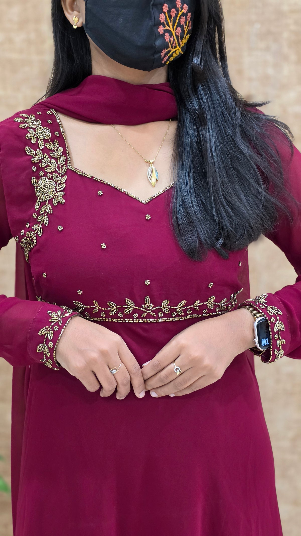 Anarkali style georgette kurti with dupatta– 11592