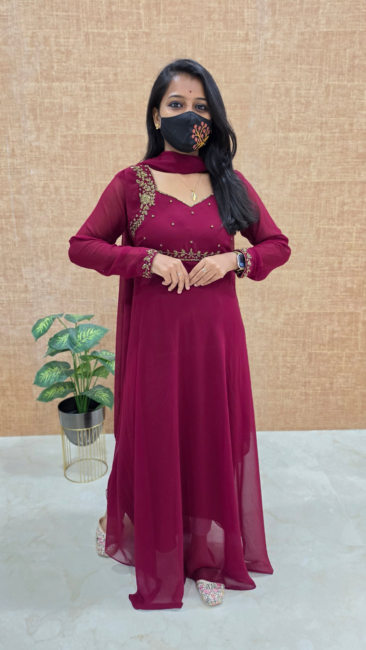 Anarkali style georgette kurti with dupatta– 11592