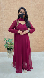 Anarkali style georgette kurti with dupatta– 11592