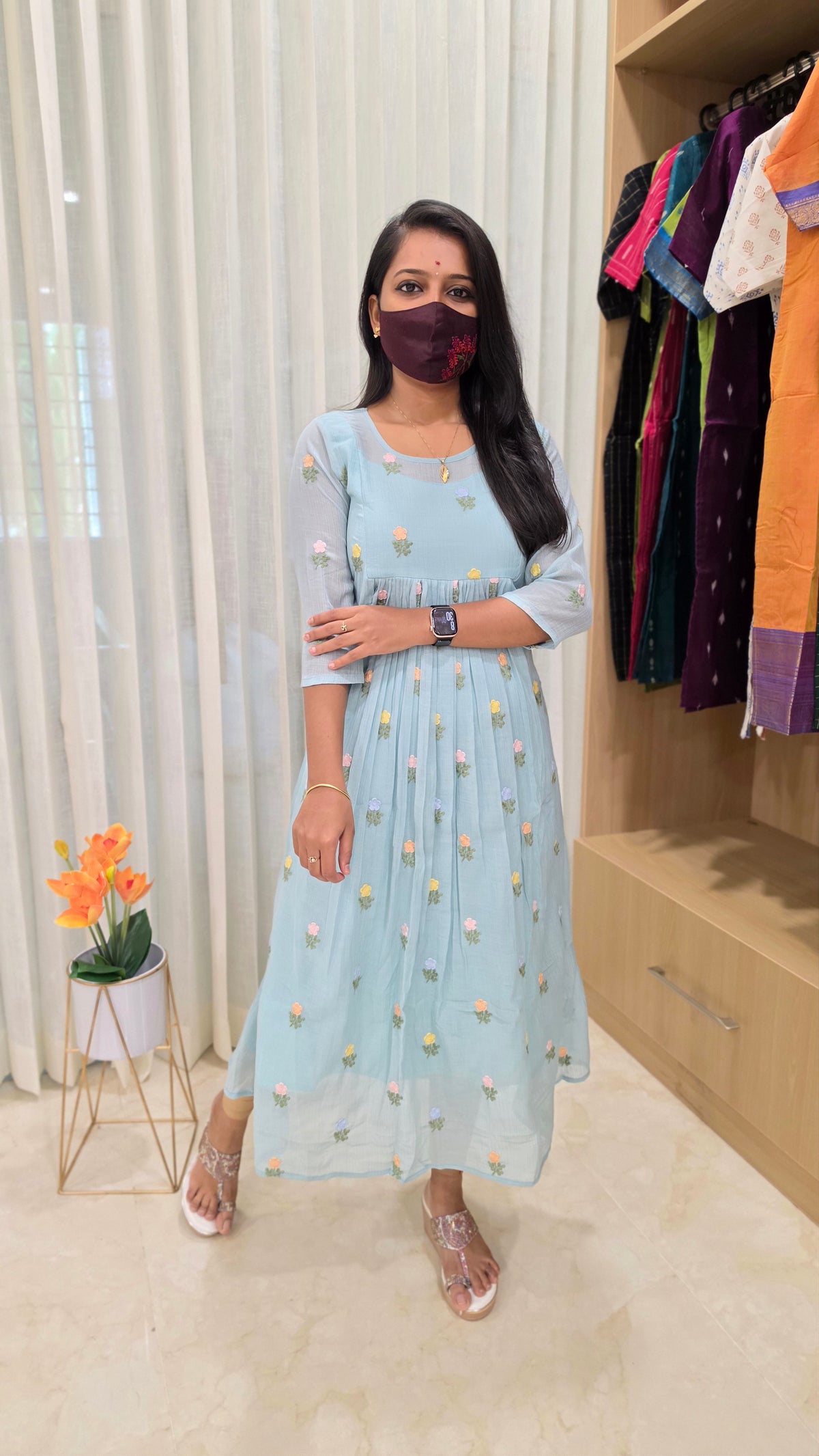 bud rose kurti(13404)