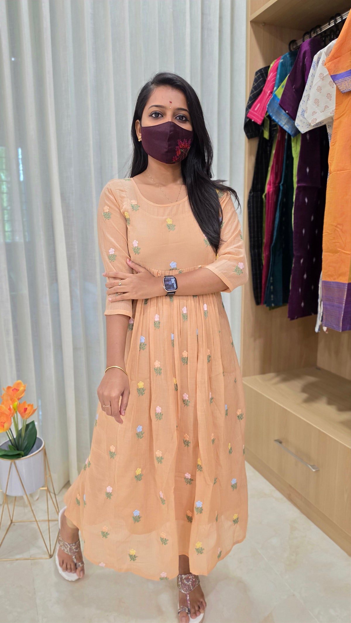 bud rose kurti(13406)