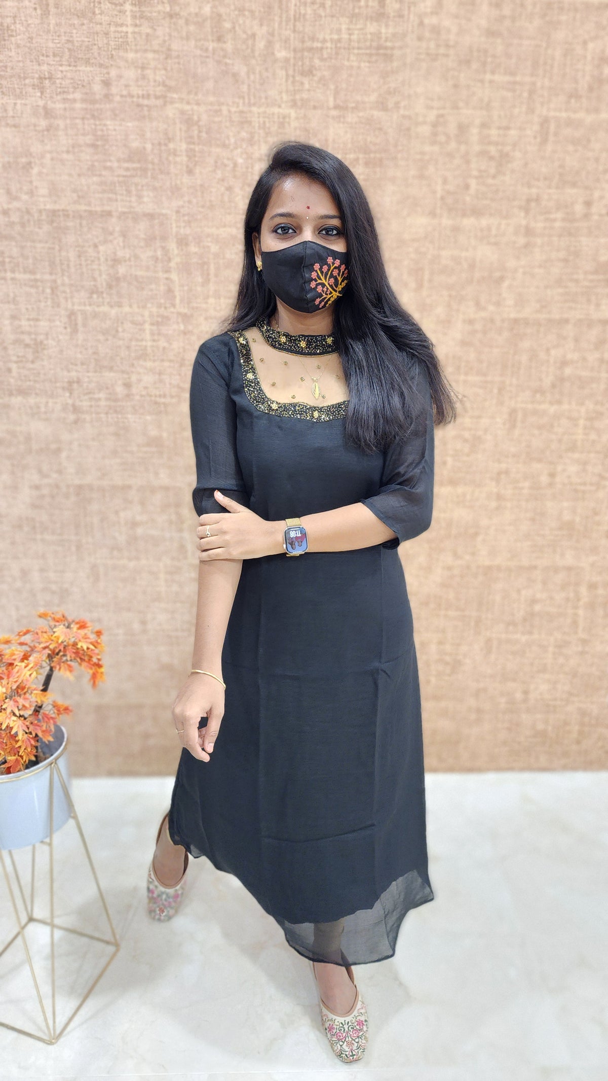 Jewel Neck kurti (9406)c
