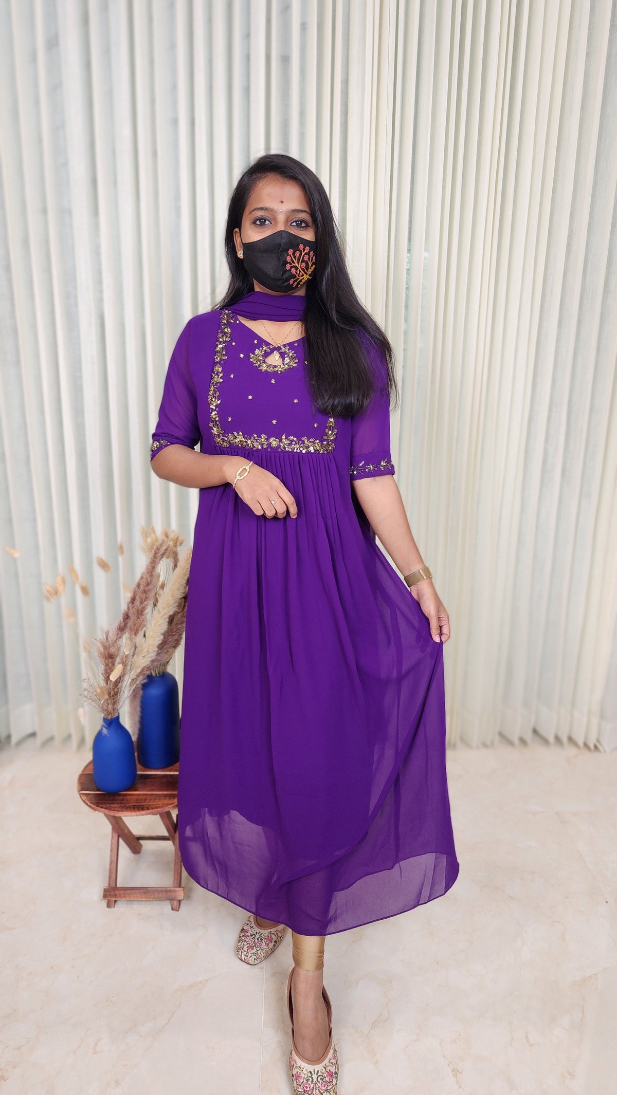 Ethnic Salwar set (Kurti+Dupatta)(10867)