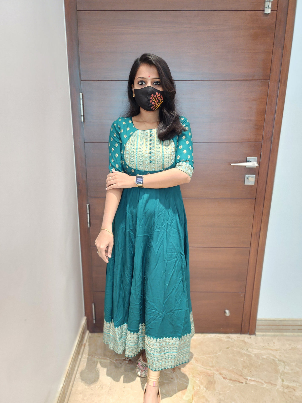 Anarkali kurti+hip belt (6727)