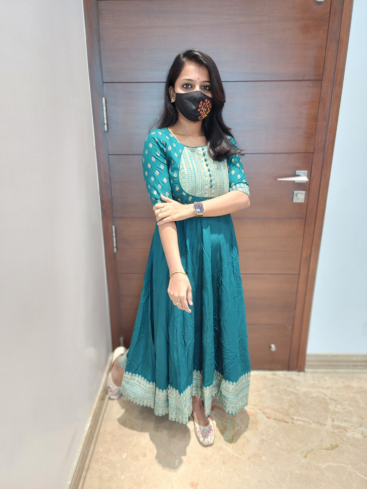 Anarkali kurti+hip belt (6727)