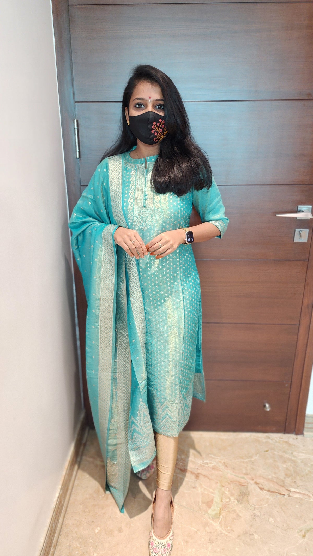 Ethnic Salwar Set (Kurti+Dupatta)(7502)7