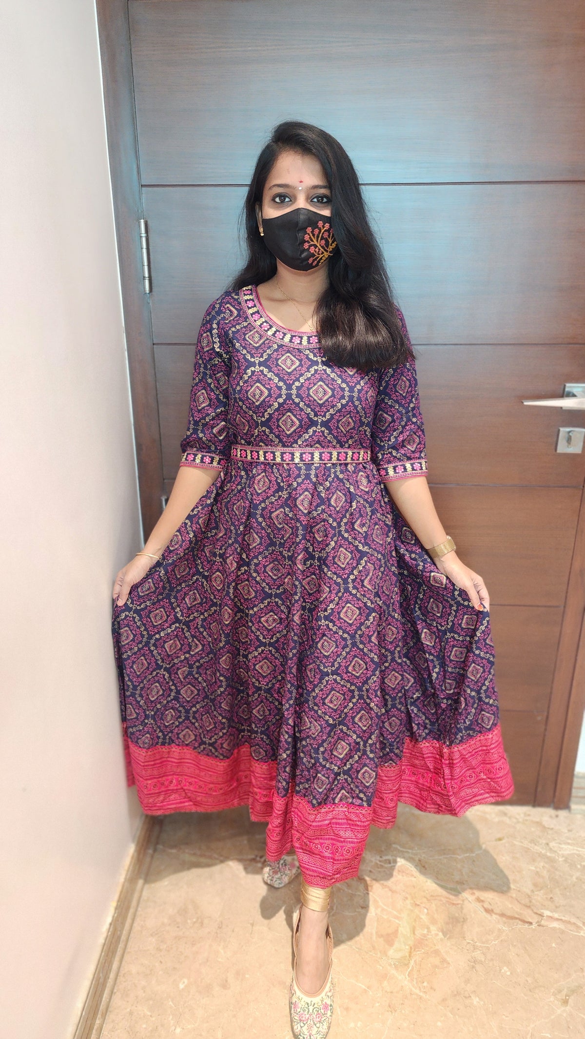Anarkali kurti+hip belt (7804)c