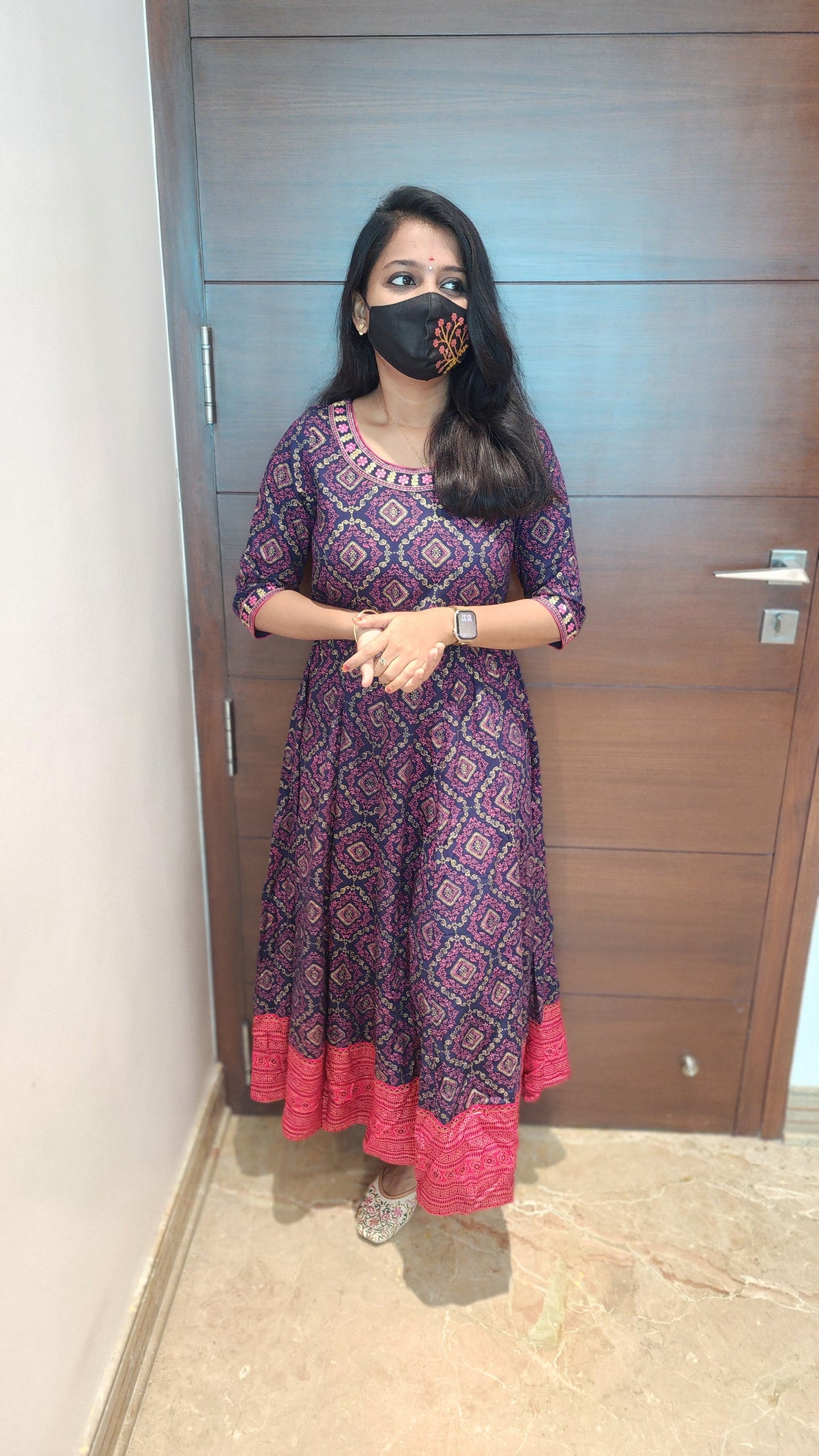 Anarkali kurti+hip belt (7804)c