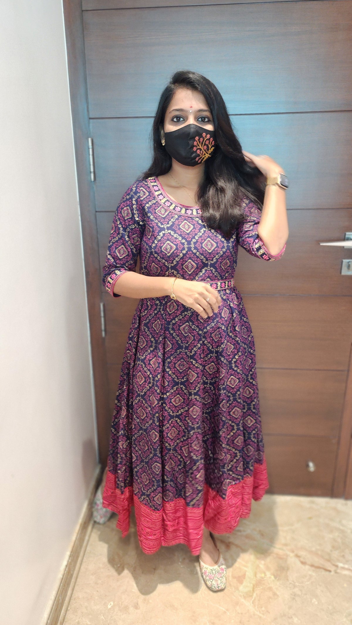 Anarkali kurti+hip belt (7804)c