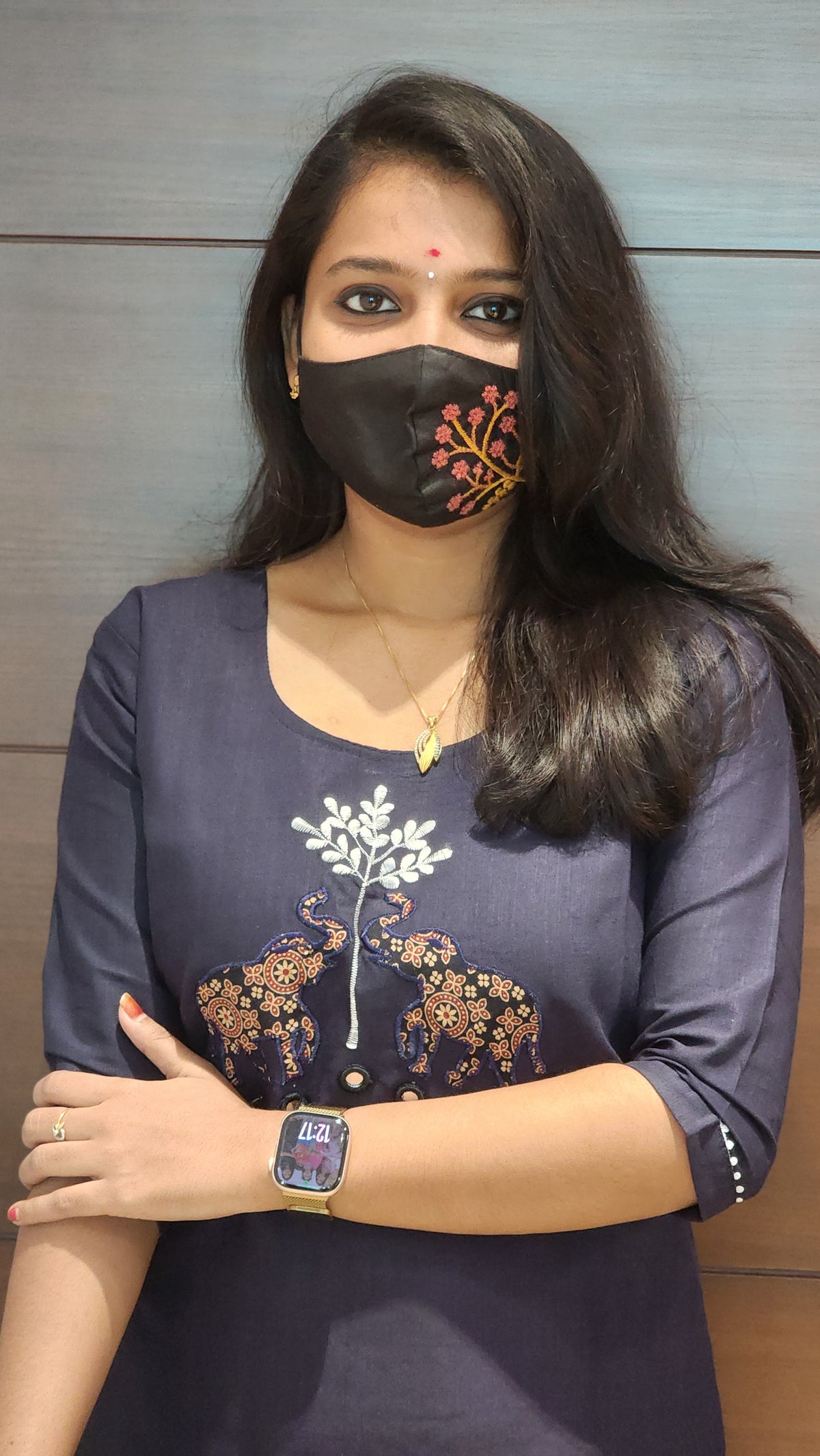 Hand embroidery kurti -Elephant Theme (7910)