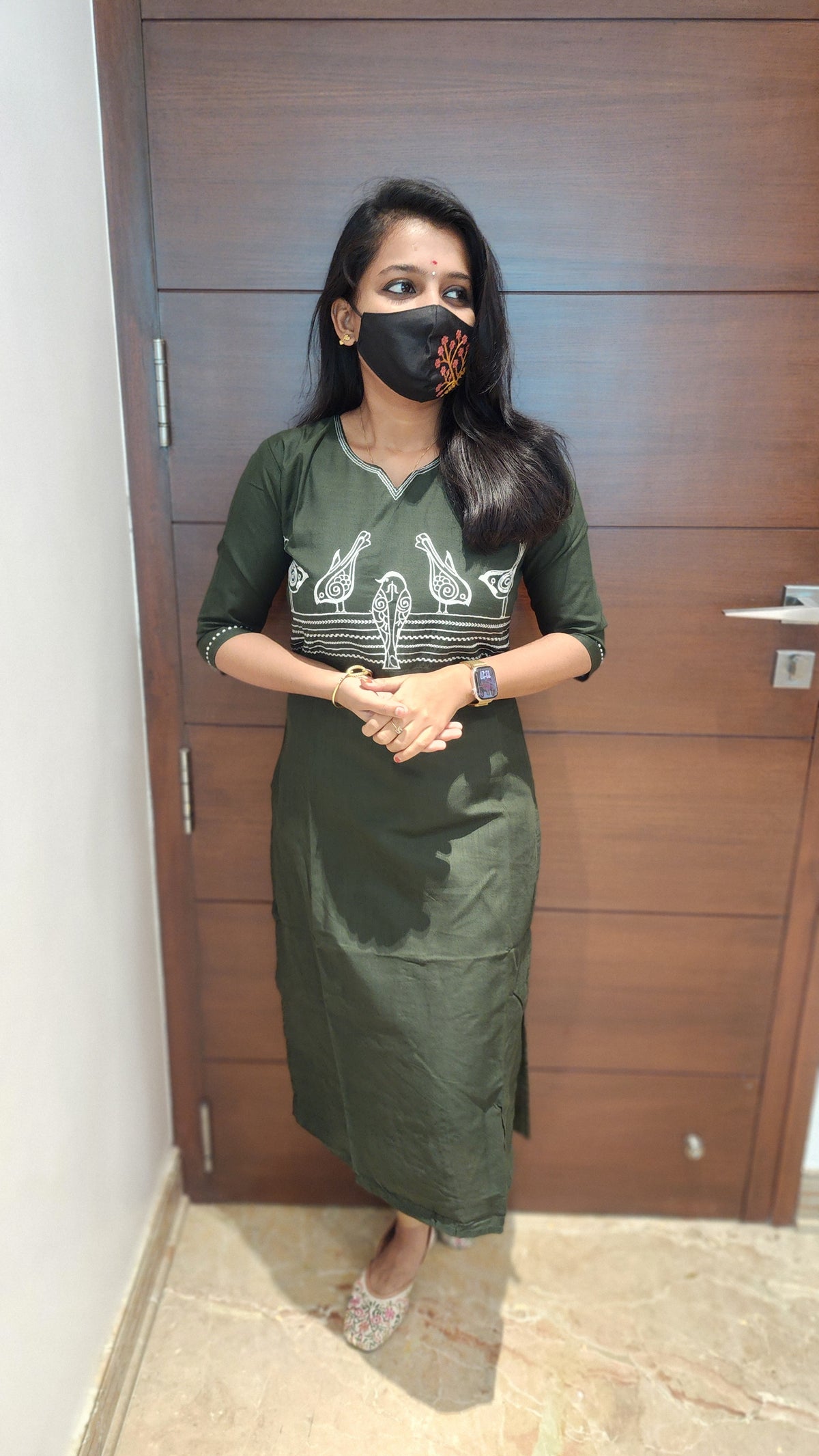 Hand embroidery kurti - Bird Theme (7914)