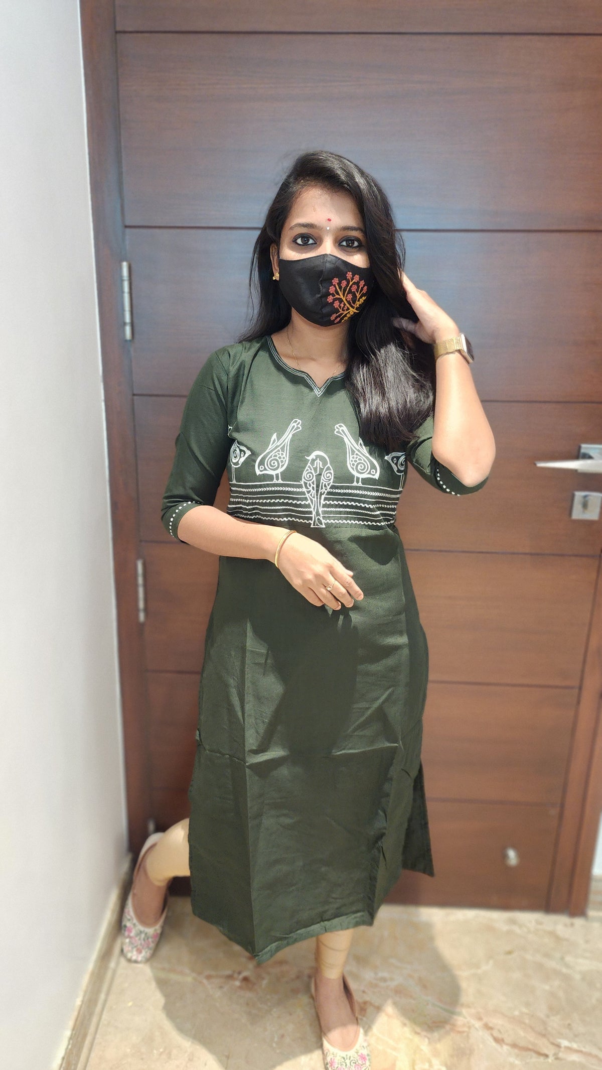 Hand embroidery kurti - Bird Theme (7914)