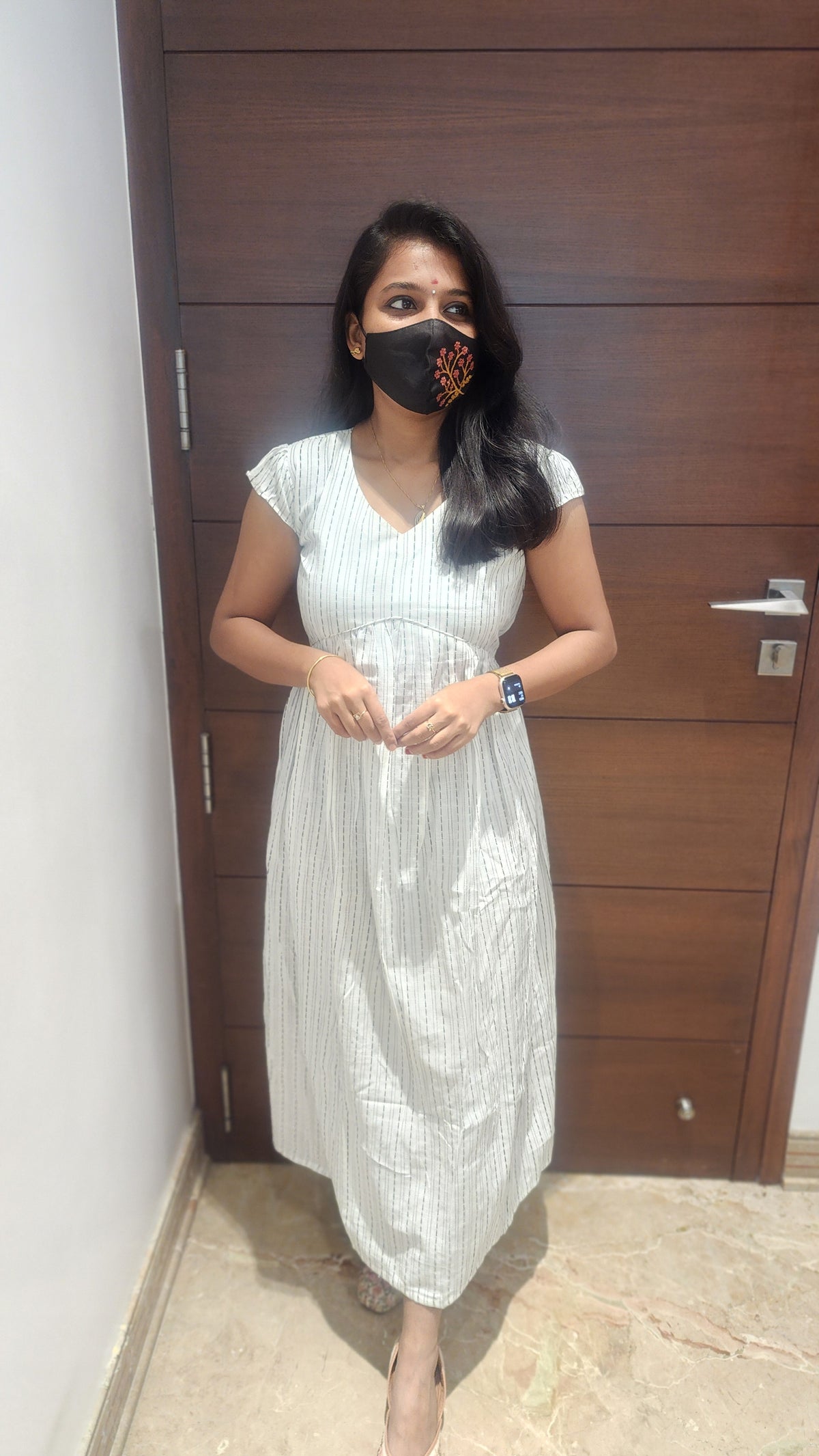 Serene Stripe Cotton Dress (8032)