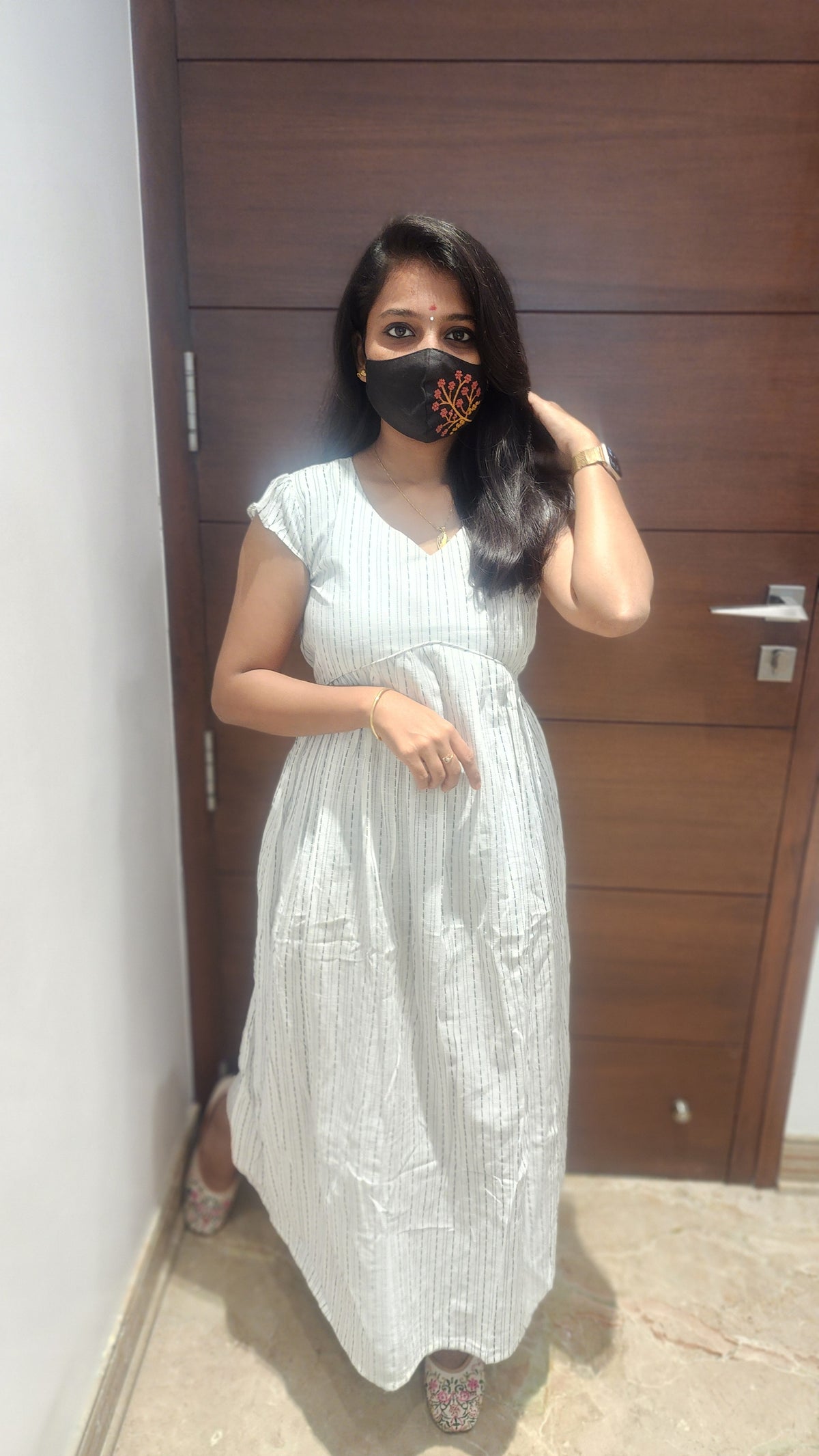 Serene Stripe Cotton Dress (8032)