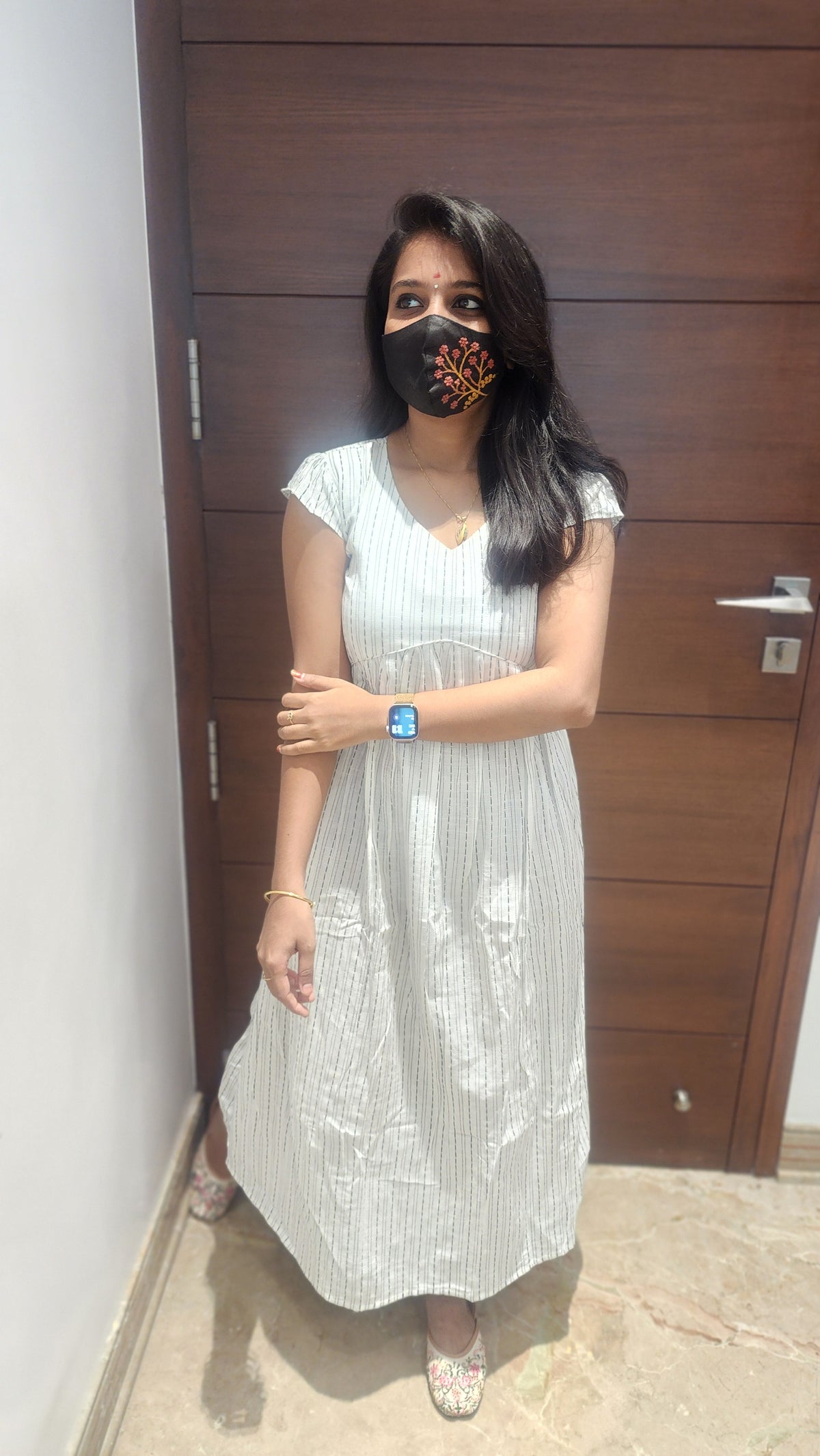 Serene Stripe Cotton Dress (8032)