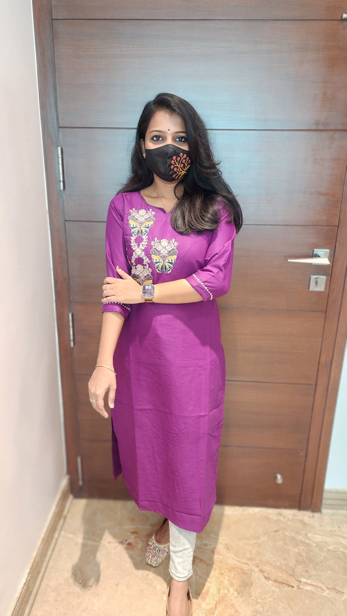 Hand embroidery kurti -Butterfly Theme(8315)