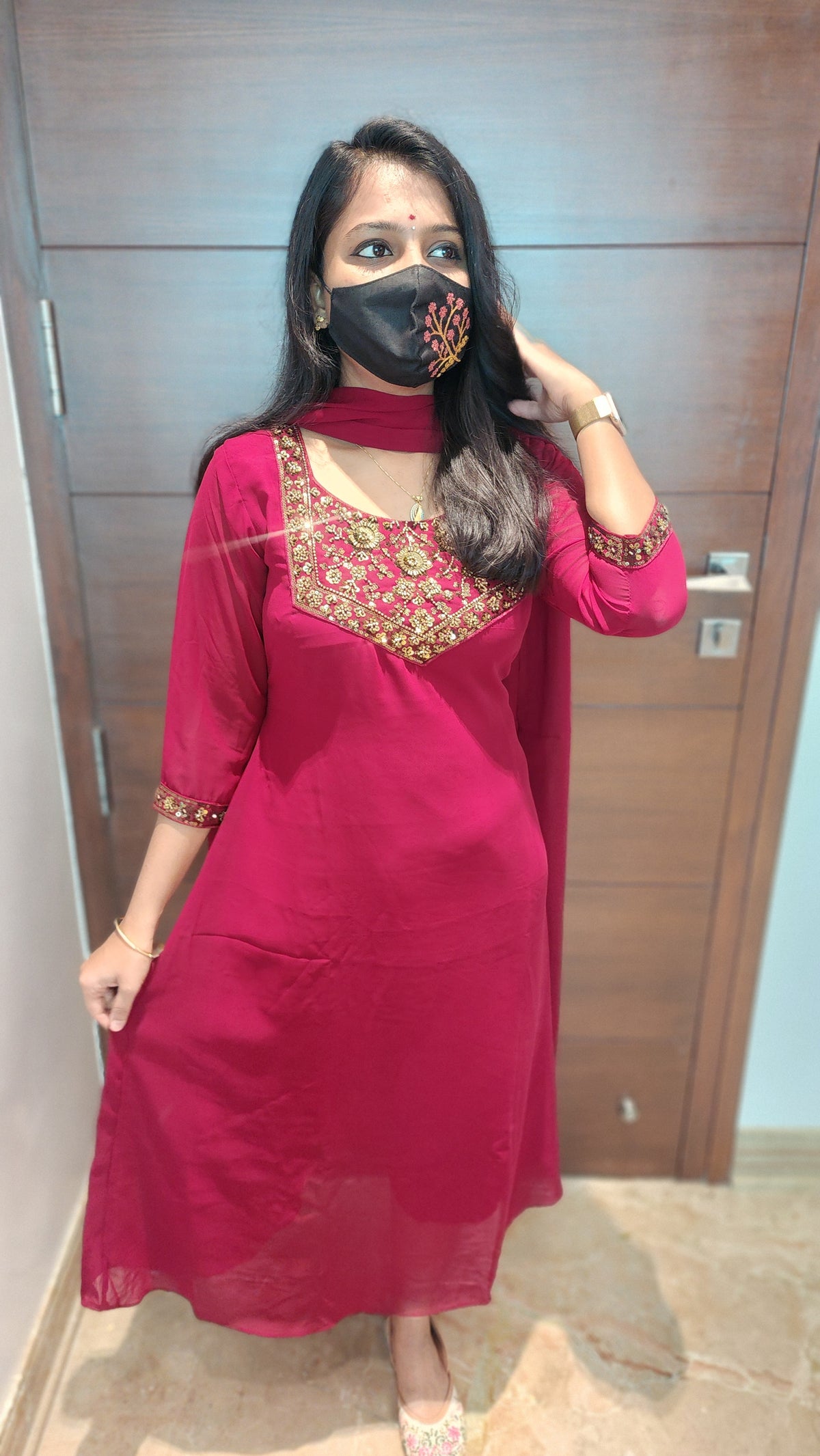 Ethnic Salwar set (Kurti+Dupatta) (8808)c