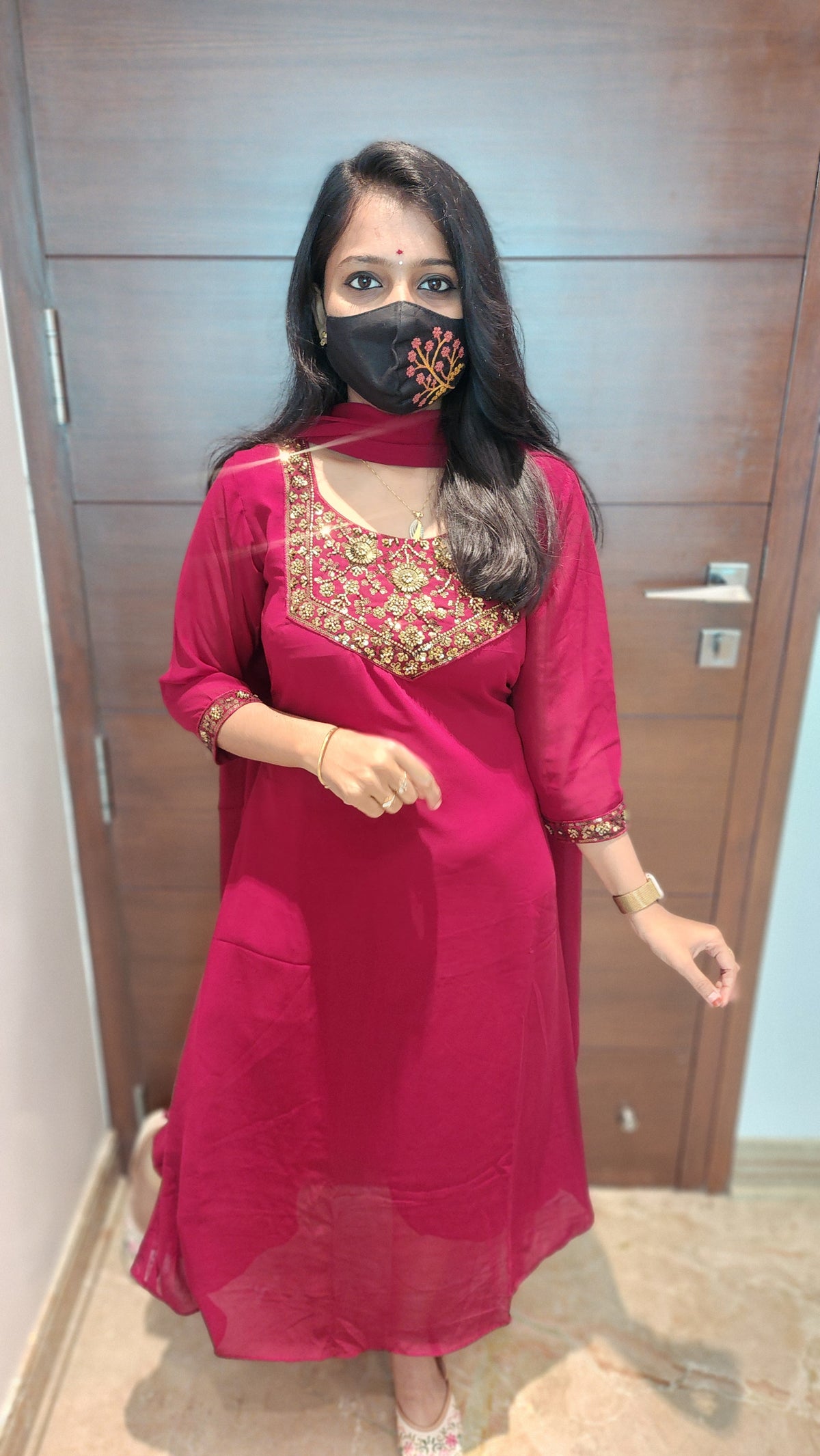 Ethnic Salwar set (Kurti+Dupatta) (8808)c
