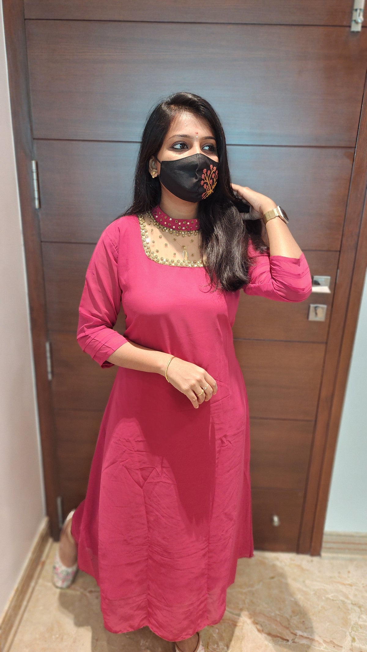 Jewel Neck kurti (8877)c3