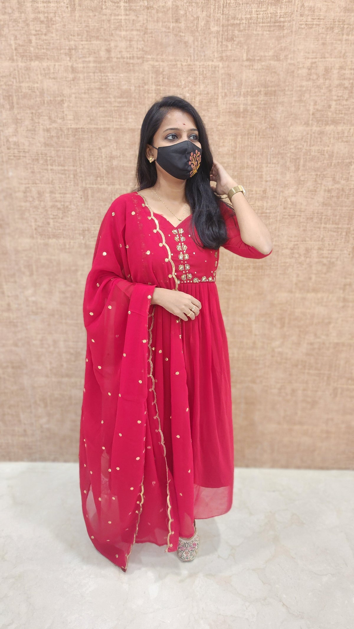 Ethnic Salwar set (Kurti+Dupatta)(9016)