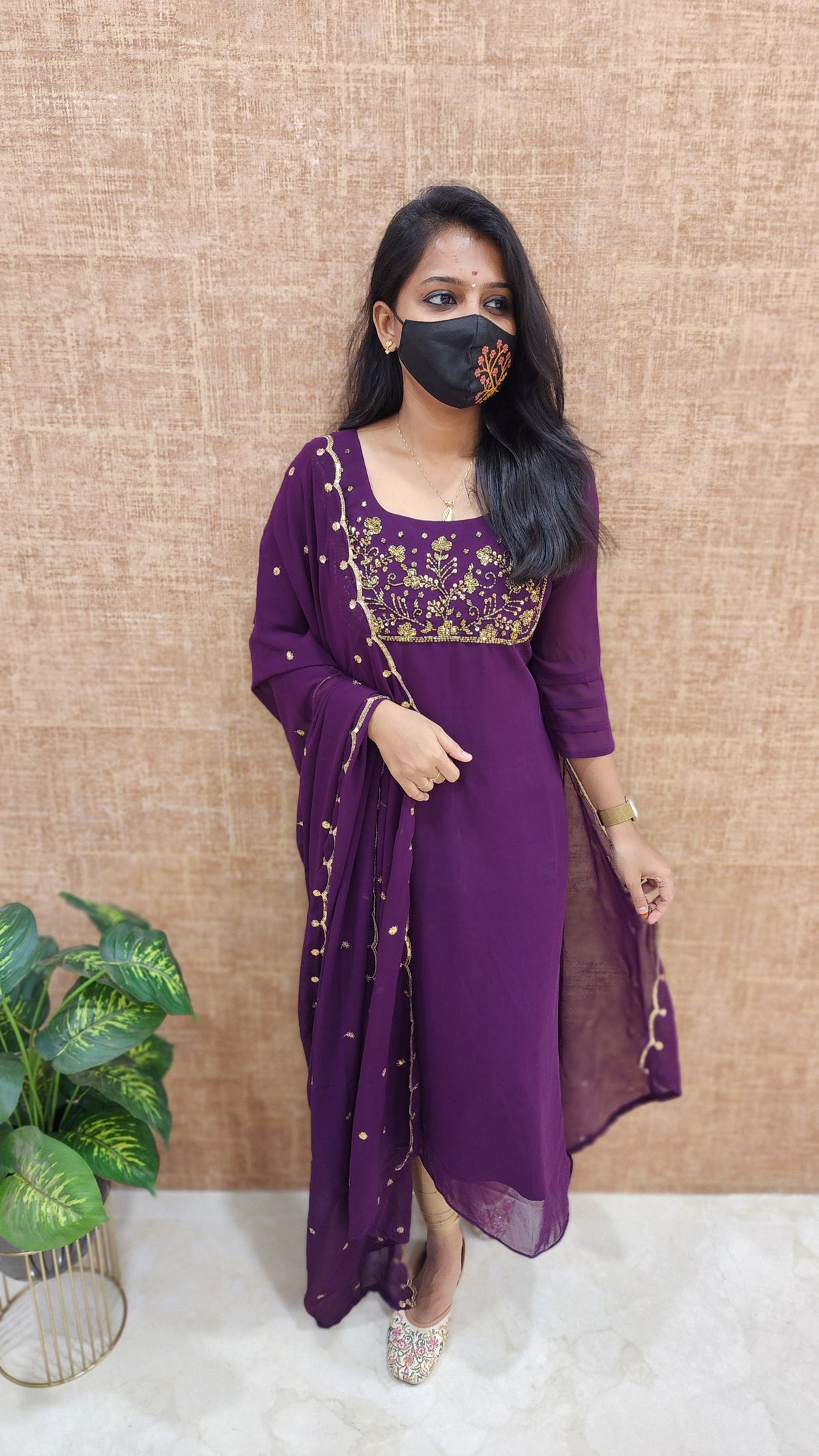 Ethnic Salwar set (Kurti+Dupatta) (9134)