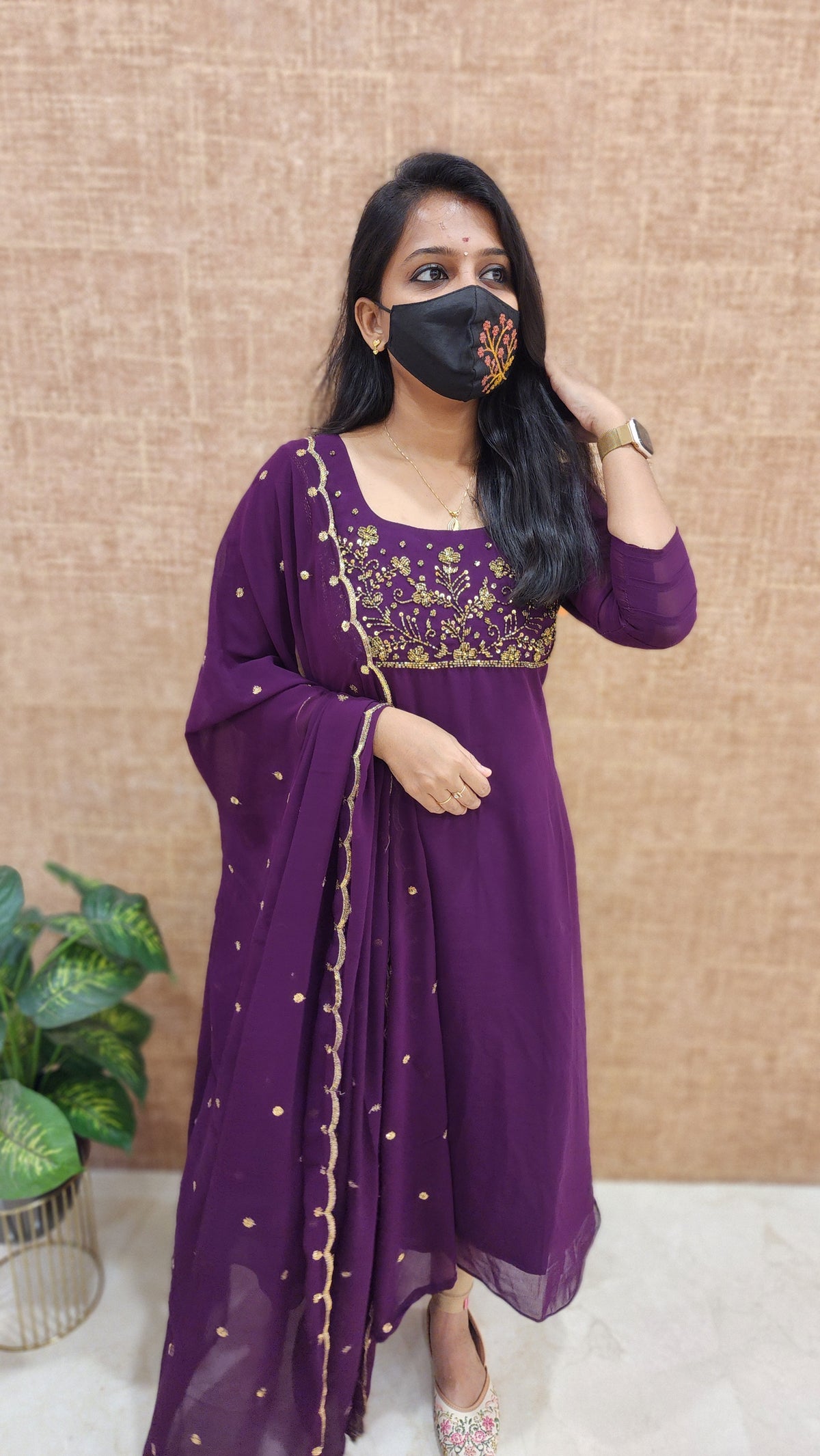 Ethnic Salwar set (Kurti+Dupatta) (9134)