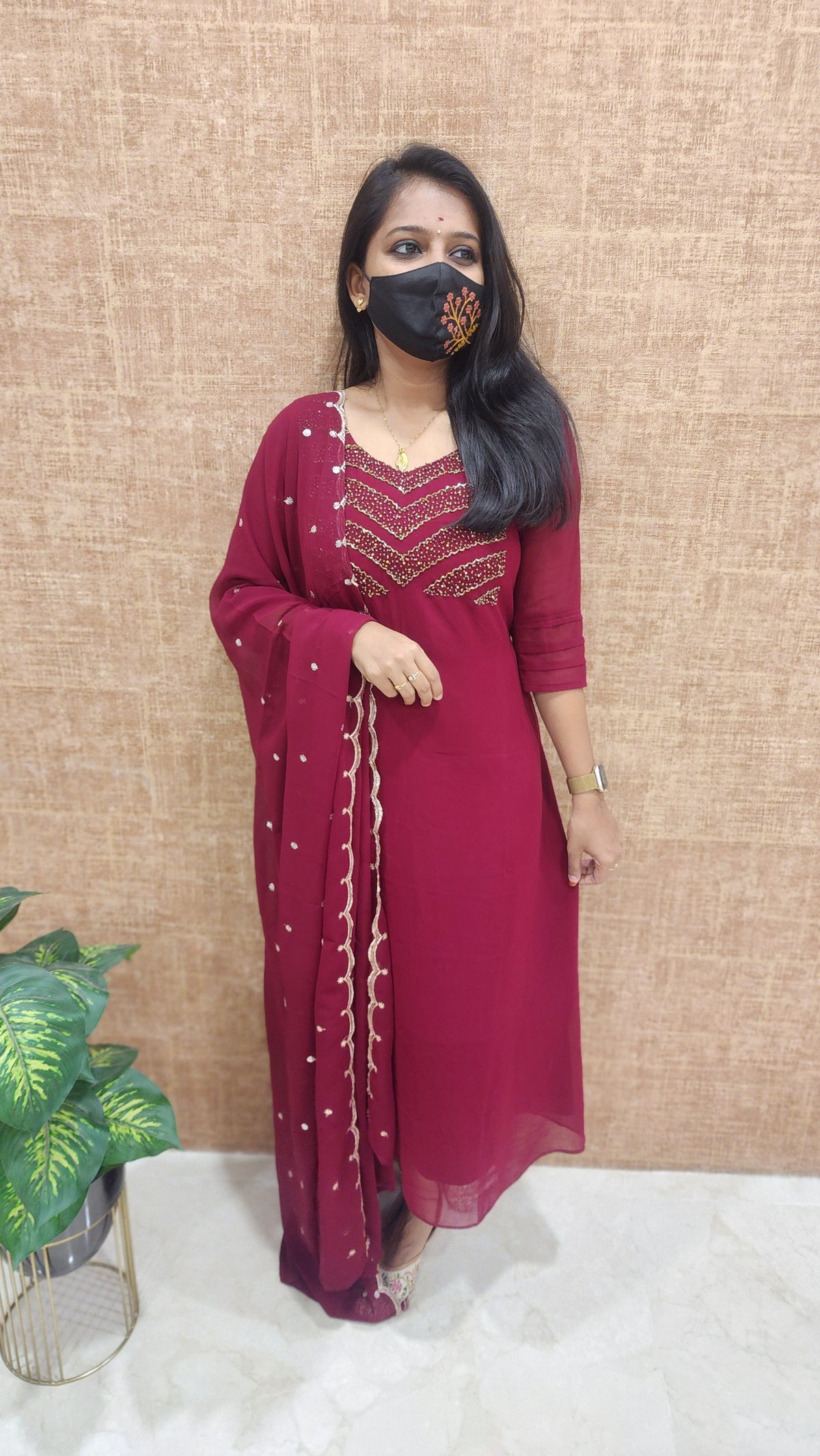 Ethnic Salwar set (Kurti+Dupatta) (9177)*